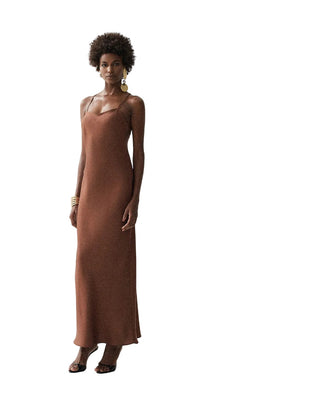 Midi Slip Dress with Metal Detail