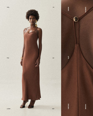 Midi Slip Dress with Metal Detail