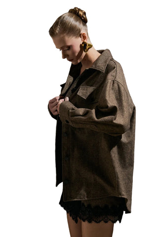Oversized Textured Shirt Jacket