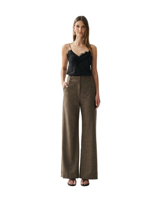 Textured Wide Leg Tailored Pants