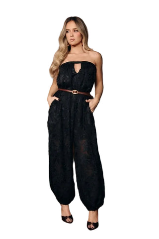 Off-Shoulder Devoré Jumpsuit