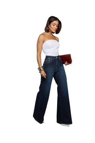 Remanescente Jeans Wide Leg Pants with Braided Belt