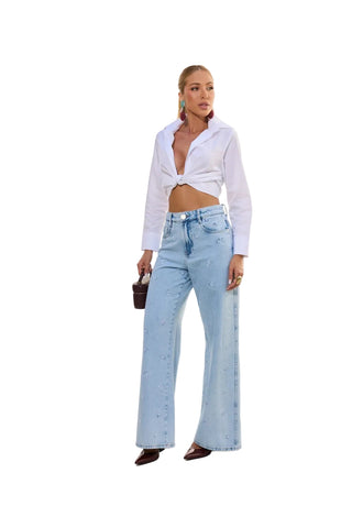 Remanescente Embroidered Wide-Leg Jeans