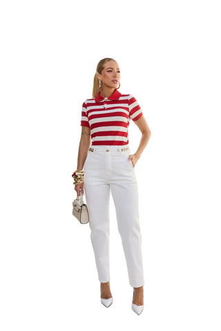 Remanescente Mom Jeans with Gold Metal Details