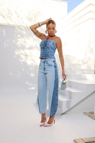 Remanescente Two-Tone Barrel Jeans