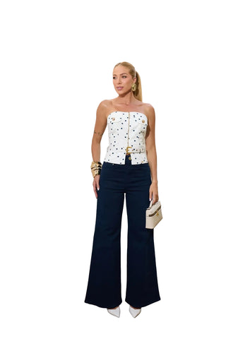 Remanescente Navy Wide-Leg Jeans