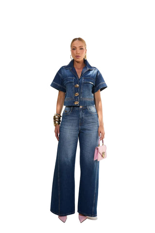 Remanescente 100% Cotton Engineered Wide-Leg Jeans