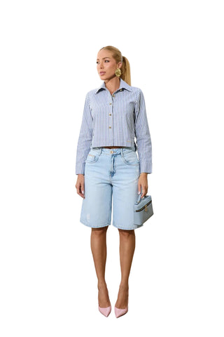 Remanescente Comfy Style Denim Bermuda Shorts