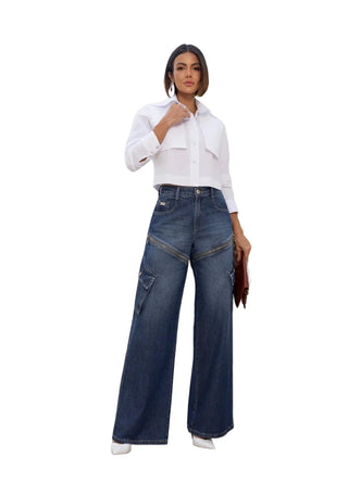Remanescente 100% Denim Max Wide Cargo Jeans