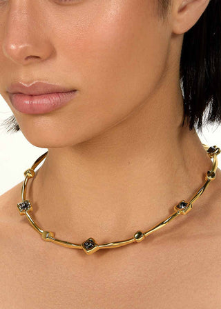 Revolução Two-Tone Cube Slim Collar Necklace